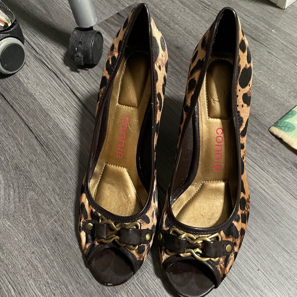 Connie Peep Toe Cheetah Heels